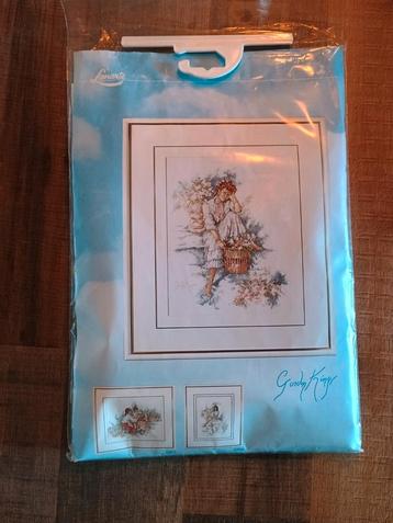 LANARTE MEISJE met BLOEMENMAND 33870 borduur  beschikbaar voor biedingen