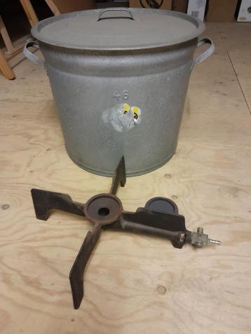 zinken weck ketel / weckketel met brander , diameter 49 cm , beschikbaar voor biedingen