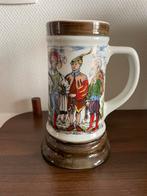 Antieke bier pul met opdruk bruin, Verzamelen, Ophalen of Verzenden, Gebruikt, Bierglas