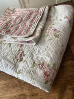 Brocante Franse plaid/quilt/sprei - roze gebloemd/gestreept, Ophalen of Verzenden