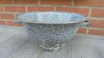 grijsgewolkt emaille vergiet op voet, doorsnee 26cm, Antiek en Kunst, Ophalen of Verzenden