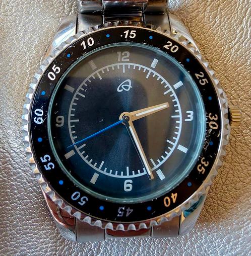 Stijlvol Herenhorloge,  Roestvrij Staal, Zilver/Zwart, Sieraden, Tassen en Uiterlijk, Horloges | Heren, Zo goed als nieuw, Overige merken