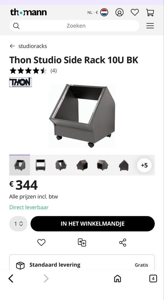 Thon Studio Side Rack 10U op wielen - Zo goed als nieuw, Muziek en Instrumenten, Standaards, Zo goed als nieuw, Instrumentstandaard