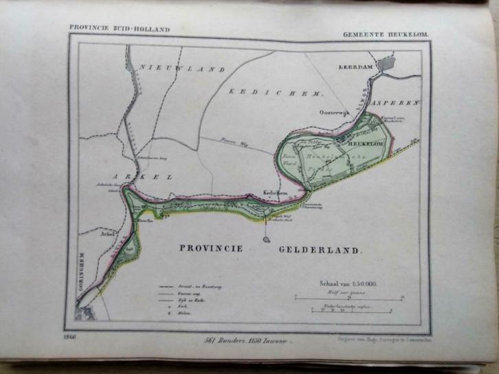 069 / Heukelom / het Kasteel  Litho 1867 Kuyper  ZH, Antiek en Kunst, Kunst | Litho's en Zeefdrukken, Ophalen of Verzenden