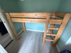 Houten hoogslaper met lattenbodem, Huis en Inrichting, Slaapkamer | Stapelbedden en Hoogslapers, Ophalen, Gebruikt, Hoogslaper