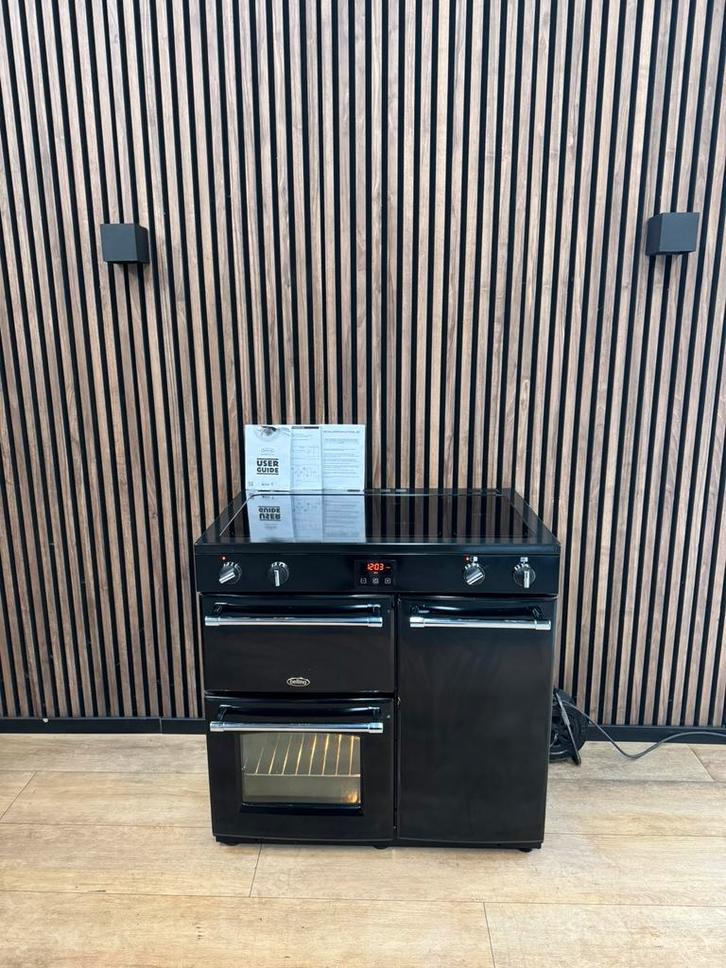 Luxe zwarte BELLING INDUCTIE Fornuis (Gratis bezorgen), Witgoed en Apparatuur, Fornuizen, Zo goed als nieuw, Vrijstaand, Inductie