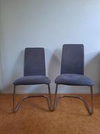 Nette grijze eetkamer vergaderstoelen 4 of 6, Alcantara stof, Huis en Inrichting, Stoelen, Ophalen, Gebruikt, Metaal, Grijs
