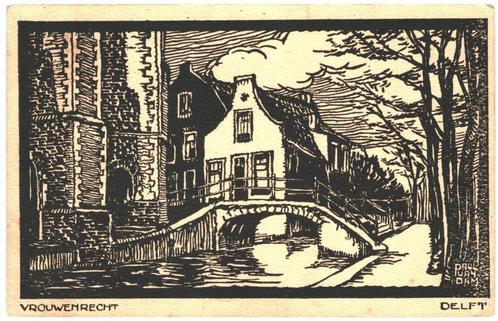 963403	Delft	ZH Vrouwengracht	Paul van Dam	Nette oude kaart, Verzamelen, Ansichtkaarten | Nederland, Ongelopen, Zuid-Holland, Ophalen of Verzenden