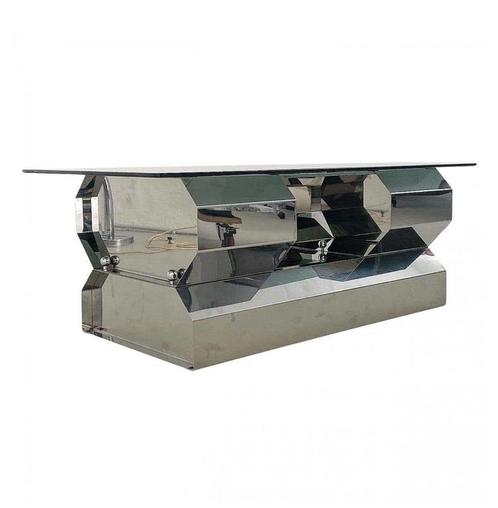 Space age 1970’s Italian salontafel roestvrij staal, Huis en Inrichting, Tafels | Salontafels, Zo goed als nieuw, Minder dan 50 cm
