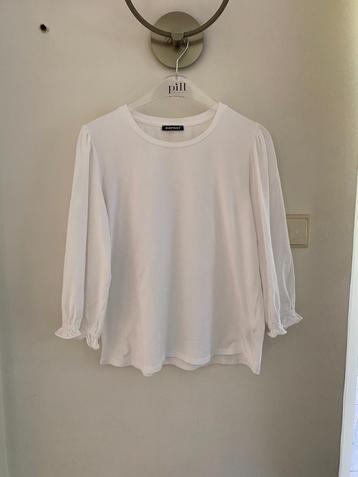 Wit t-shirt van Repeat met 3/4 mouwen beschikbaar voor biedingen