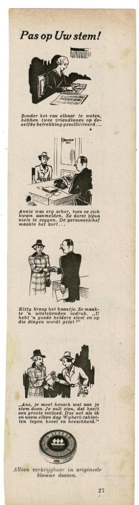 3x Pas op Uw stem, gebruik elke dag WIJBERT tabletten  1941, Verzamelen, Merken en Reclamevoorwerpen, Zo goed als nieuw, Overige typen