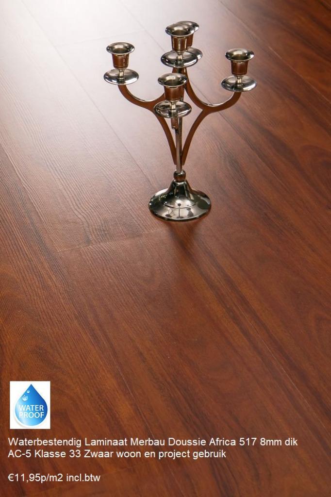 Laminaat Merbau Doussie 417 AC-5 8mm dik €14,95m2, Huis en Inrichting, Stoffering | Vloerbedekking, Zo goed als nieuw, Laminaat