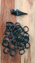 Gordijnrails ringen en eindstuk - Metaal, Minder dan 50 cm, Gebruikt, Zwart, Ophalen of Verzenden