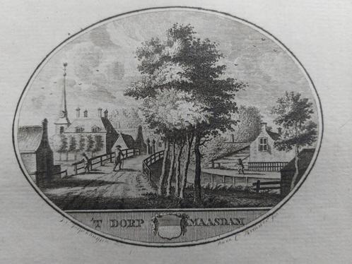 61 / Maasdam - Gravure uit 1793 door Oleffen & Bakker, Antiek en Kunst, Kunst | Etsen en Gravures, Ophalen of Verzenden