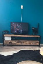 Industrieel tv meubel van mango hout en metaal, Huis en Inrichting, Kasten | Televisiemeubels, Ophalen, 150 tot 200 cm, Eikenhout