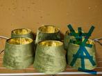 Lampenkappen set mooie velours groen, Rond, Ophalen of Verzenden, Zo goed als nieuw, Minder dan 25 cm