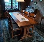Landelijk rustieke eiken eetkamer tafel met 6 stoelen, Huis en Inrichting, Tafels | Eettafels, Ophalen, Gebruikt, Eikenhout, 200 cm of meer