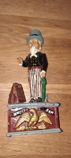 Uncle Sam Gietijzer Spaarpot, Verzamelen, Spaarpotten, Verzenden, Gebruikt, Metaal of Blik, Dier