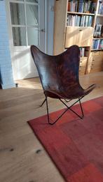 Vlinderstoel, bruin leer., Ophalen, Bruin, Leer, Zo goed als nieuw