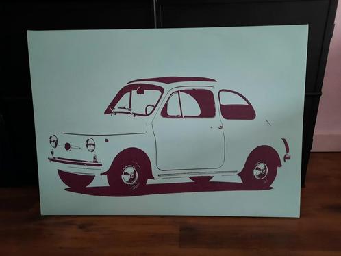 Leuk schilderij Fiat 500, Huis en Inrichting, Woonaccessoires | Schilderijen, Tekeningen en Foto's, Zo goed als nieuw, Schilderij