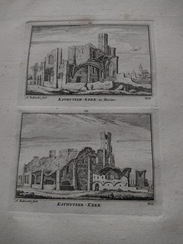 133/134 Delft Kathuyser Kerk Kopergravure 18e Eeuw dl 3 beschikbaar voor biedingen