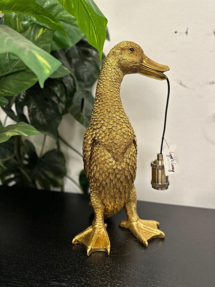 Lamp eend - gouden eend lamp - eend tafellamp goud, Huis en Inrichting, Lampen | Hanglampen, Nieuw, Minder dan 50 cm, Ophalen