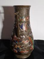 Cloisonné vaas brons japans,antiek., Antiek en Kunst, Ophalen of Verzenden