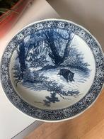 Vintage Boch Belgium Delfts Bord - Jacht op Everzwijn, Antiek en Kunst, Ophalen