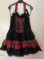Punk gothic jurkje halloween zwart rode ruit kant maat 42 XL, Ophalen of Verzenden, Gebruikt, Pak of Jurk