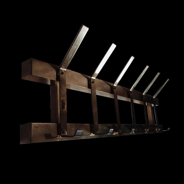 Prachtige vintage massief messing brutalist design kapstok, Huis en Inrichting, Woonaccessoires | Kapstokken, Gebruikt, Wandkapstok