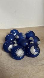 9 donkerblauwe kerstballen glas, Diversen, Ophalen, Zo goed als nieuw