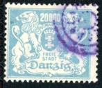 Freie Stadt Danzig 153 - Groot Staatswapen, Postzegels en Munten, Overige periodes, Ophalen of Verzenden, Gestempeld