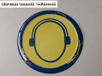 Emaille vintage oud wandbord - koptelefoon doorsnee 25 cm beschikbaar voor biedingen