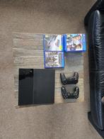 PS4 + 2 controllers en spellen, Spelcomputers en Games, Spelcomputers | Sony PlayStation 4, Ophalen, Met 2 controllers, Original