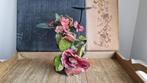 Mooie Vintage Kandelaar Metaal Gedecoreerd Kunstbloemen, Gebruikt, 25 tot 50 cm, Verzenden, Metaal