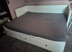 Uitschuifbaar Hemnes bed ikea 140x200, Huis en Inrichting, Slaapkamer | Bedden, Ophalen, Gebruikt, Wit, Tweepersoons