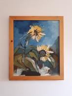 vintage schilderij zonnebloemen olieverf op doek, Antiek en Kunst, Kunst | Schilderijen | Abstract, Ophalen of Verzenden