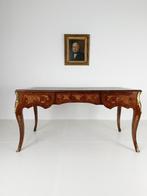 Louis XV dubbelzijdig mahonie en rozenhout plat bureau, Huis en Inrichting, Bureaus, Ophalen, Gebruikt, ., .