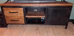 Industriële mango houten TV kast, Gebruikt, 100 tot 150 cm, Ophalen of Verzenden, Metaal