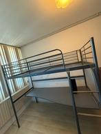 Stevige Metalen Hoogslaper met bureaublad, Gebruikt, Eenpersoons, Ophalen of Verzenden, 200 cm