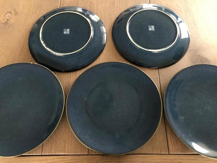 5 HEMA Dinerborden - Blauw, Huis en Inrichting, Keuken | Servies, Gebruikt, Bord(en), Overige stijlen, Aardewerk, Ophalen of Verzenden