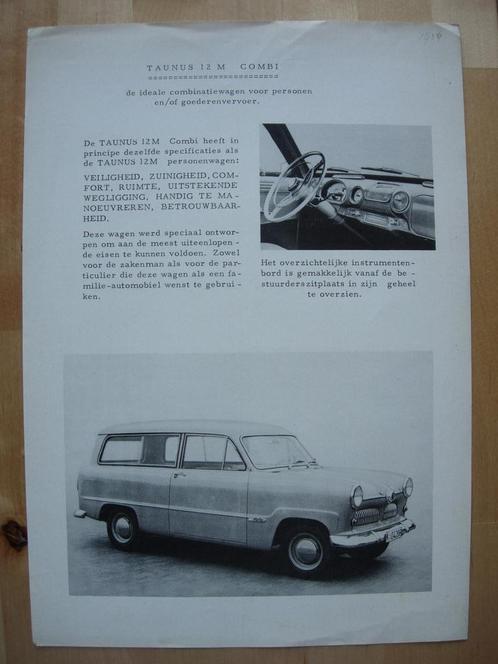 Ford Taunus 12M Combi Specificatie Brochure ca 1955, Boeken, Auto's | Folders en Tijdschriften, Gelezen, Ford, Ophalen