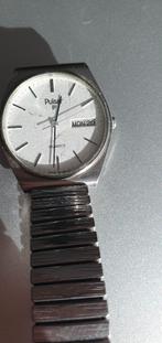 pulsar quartz heren horloge met rekbare band, Sieraden, Tassen en Uiterlijk, Horloges | Heren, Overige merken, Staal, Staal, Ophalen of Verzenden