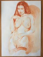 Watercolour goauche painting tekening sexy Woman DIN A3, Verzenden