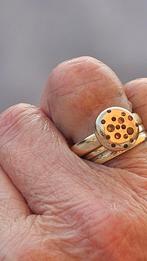 Bron ring goud met lichtbruine diamant, Sieraden, Tassen en Uiterlijk, Ringen, Ophalen of Verzenden, 17 tot 18, Dame, Goud