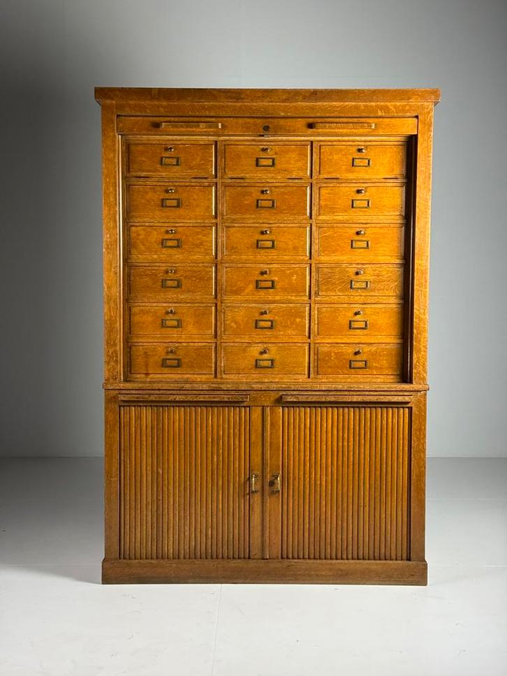 Archiefkast roldeurkast antiek, Huis en Inrichting, Kasten | Roldeurkasten en Archiefkasten, Zo goed als nieuw, 100 tot 150 cm