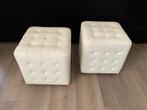 2 mooie witte poefen!, Ophalen, Minder dan 50 cm, Vierkant, Minder dan 50 cm