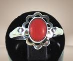 Antieke 835 zilveren BLOEDKORAAL ring JJB M17,5!, Verzenden, Ssiesvintagesieraden@gmail.com, Zo goed als nieuw, X