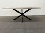 Deens ovale eettafel HPL taupe 200x100, 100 tot 150 cm, 200 cm of meer, Ophalen of Verzenden, Zo goed als nieuw