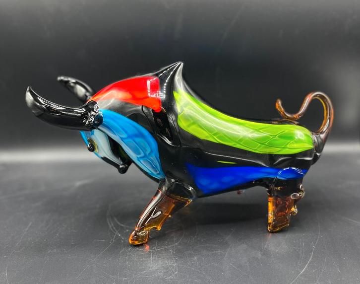 Stier van glas., Antiek en Kunst, Kunst | Beelden en Houtsnijwerken, Ophalen of Verzenden